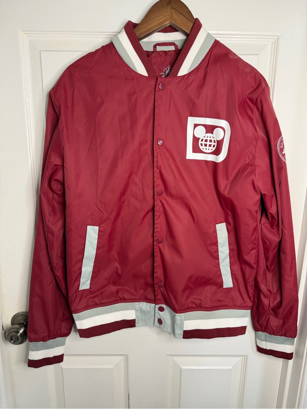 Disney Mickey Mouse Varsity Bomber Jacket Mens Sml Burgundy Original 1971 Retro